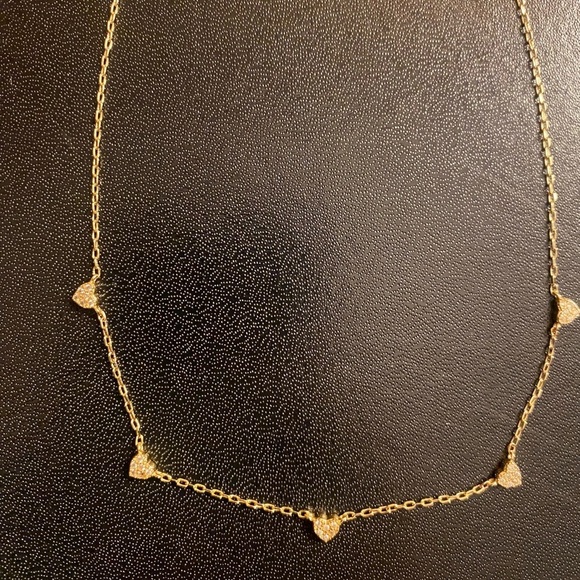Jewelry - Love yourself/gift Gold Flashed Dainty 5 Heart Cubic Zirconia Station Necklace